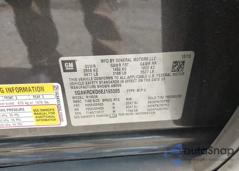 2014 Buick Enclave Premium from USA, damaged, VIN 5GAKRCKD6EJ193385